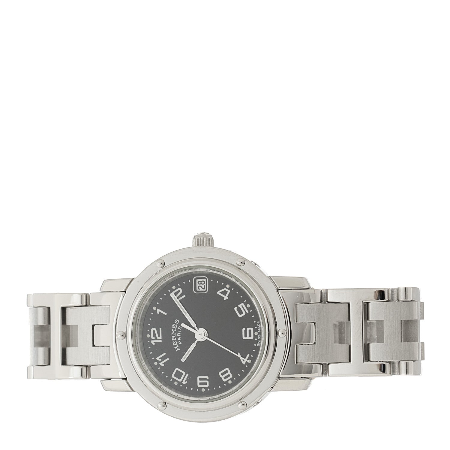 Hermes Stainless Steel 24mm Clipper Quartz Watch Black 2 of 4