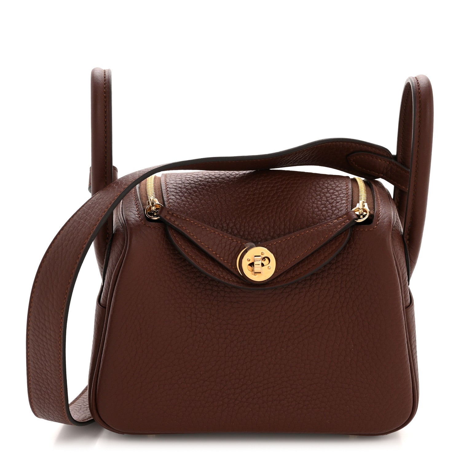 Hermes Taurillon Clemence Mini Lindy 20 Terre 1 of 11
