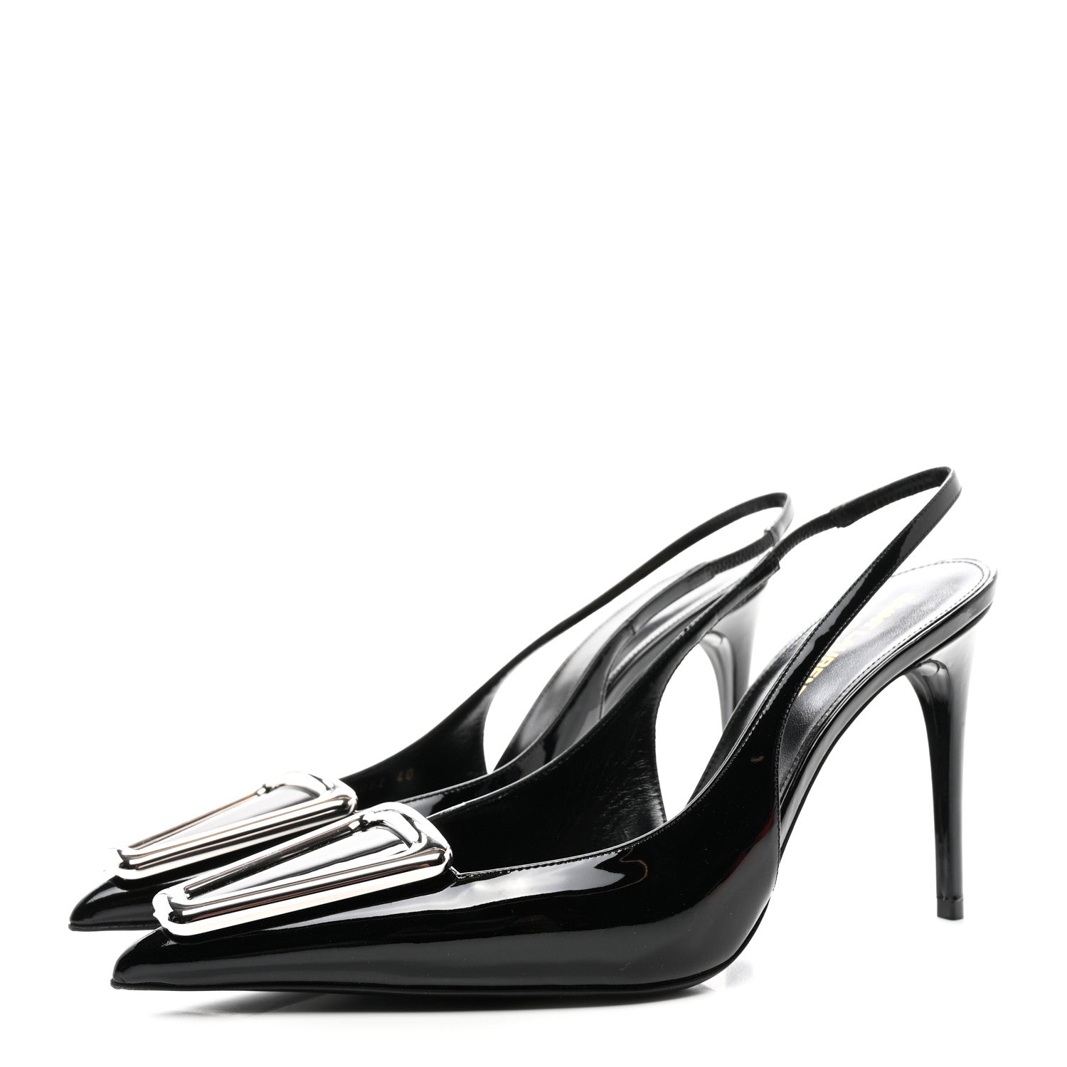 Saint Laurent Vernice Grupy Avenue 95 Slingback Pumps 40 Black 3 of 9