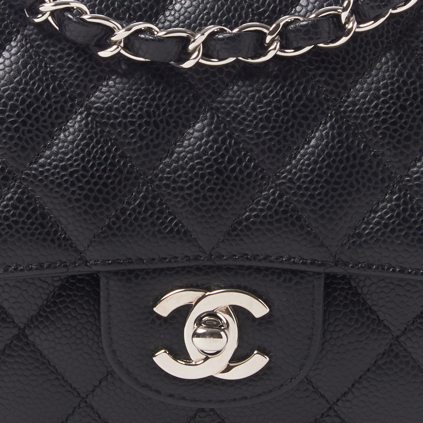 Caviar Quilted Medium Double Flap Black