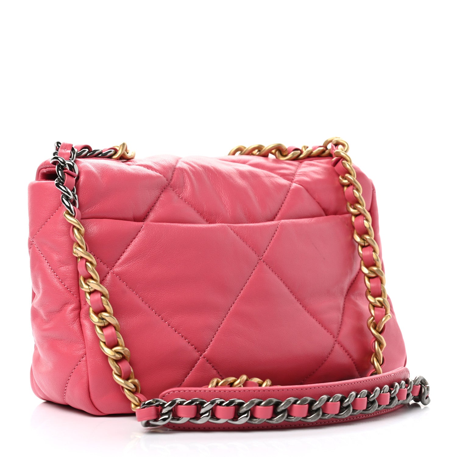 Chanel Goatskin Quilted Medium Chanel 19 Flap Pink 3 of 10