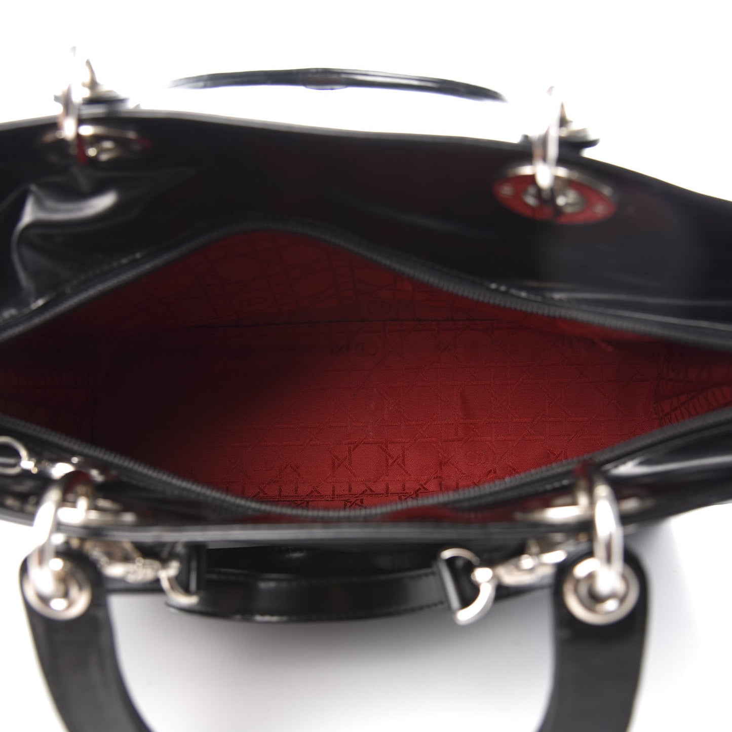 Glazed Calfskin Large Lady Dior Black