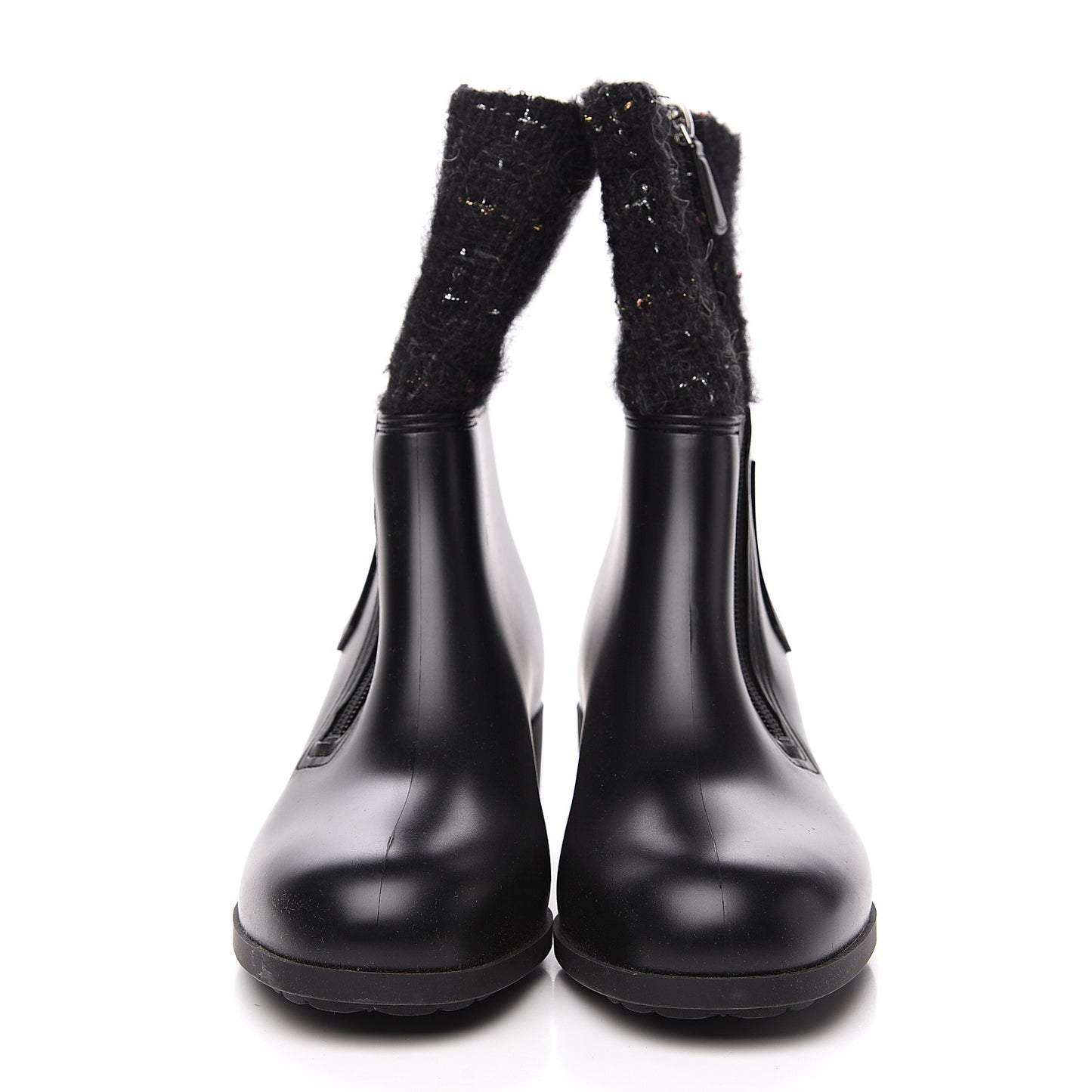 PVC Tweed High Boots 41 Black
