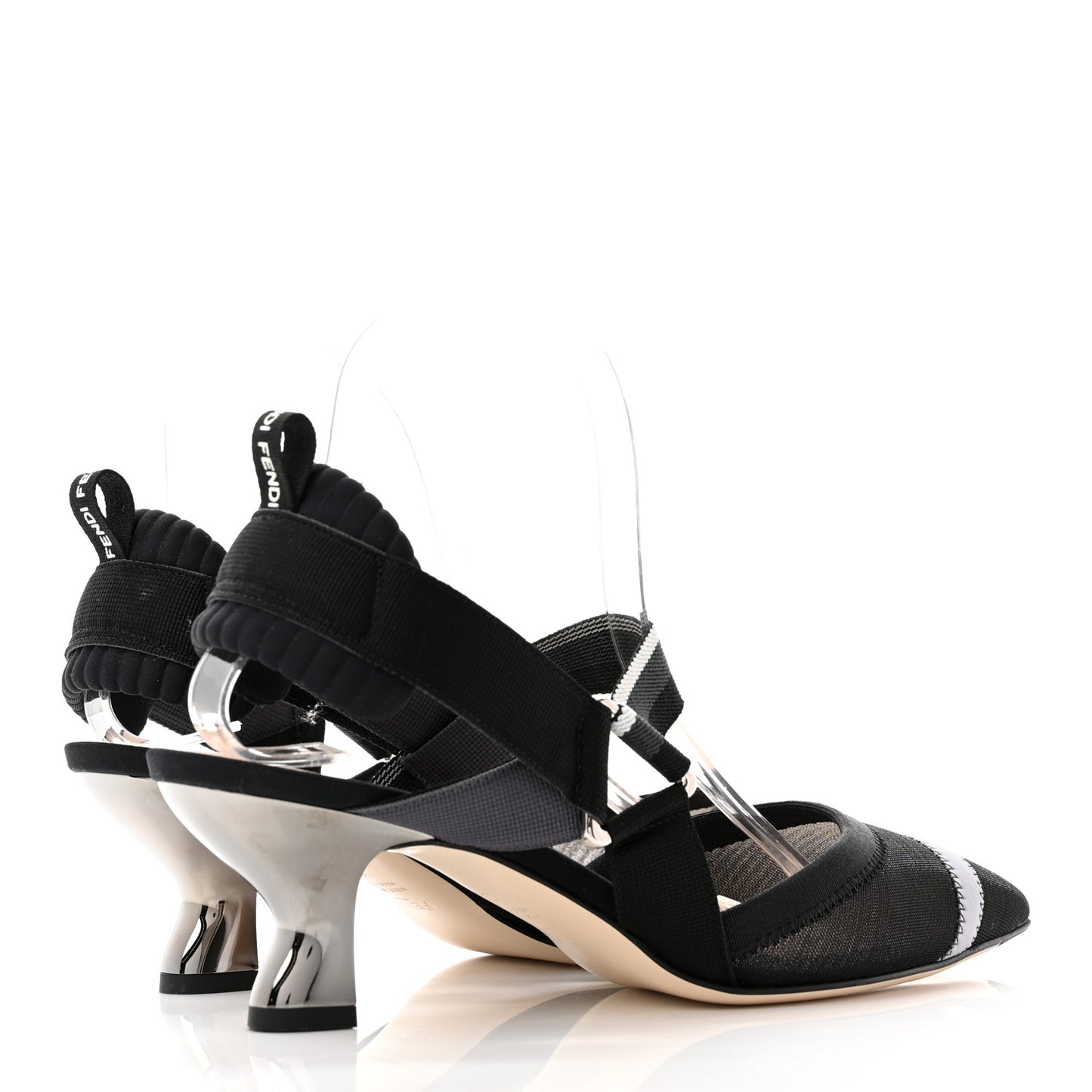Technical Mesh Colibri 55mm Slingback Pumps 39 Black Asfalto