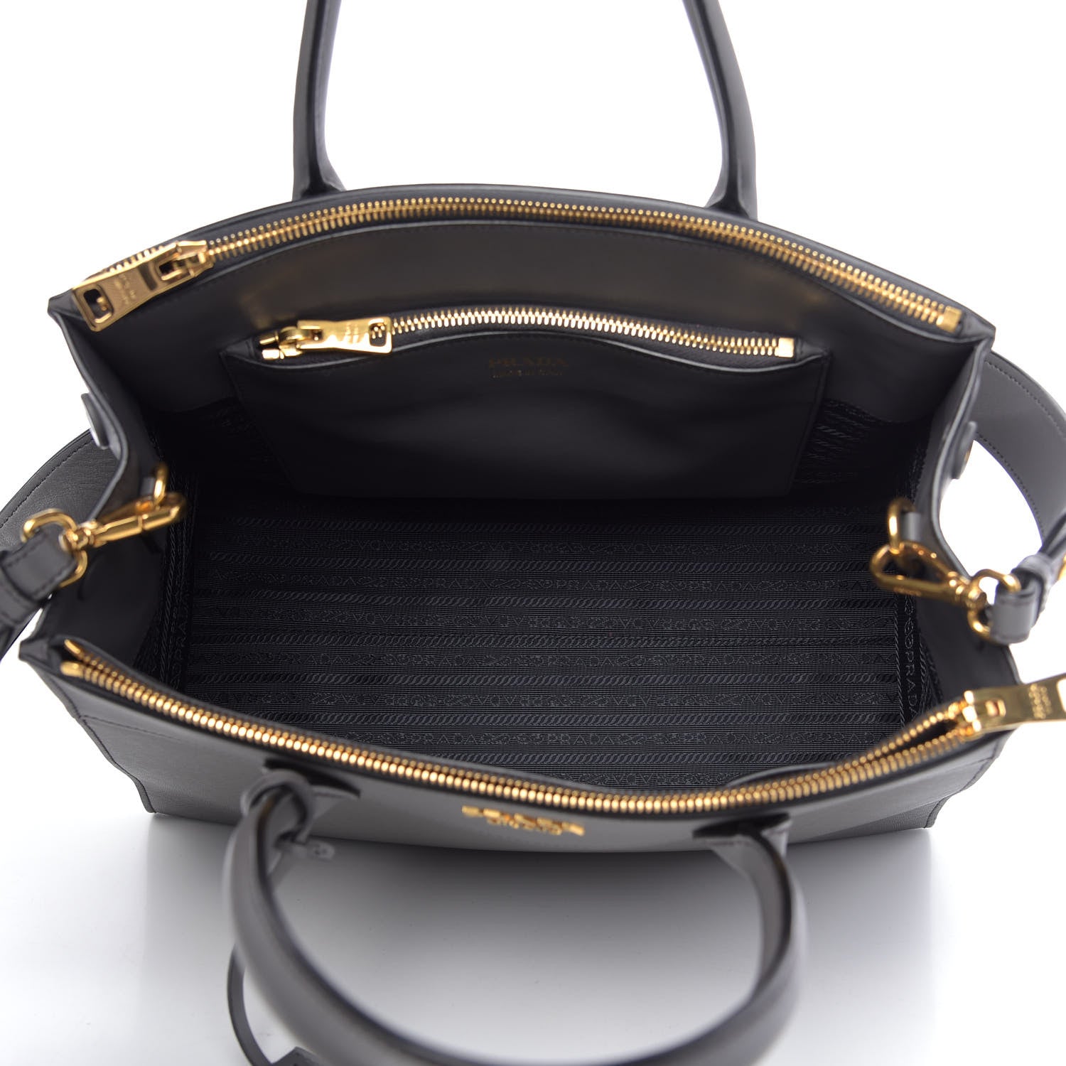 Prada Saffiano City Calfskin Medium Esplanade Tote Mercurio 6 of 10