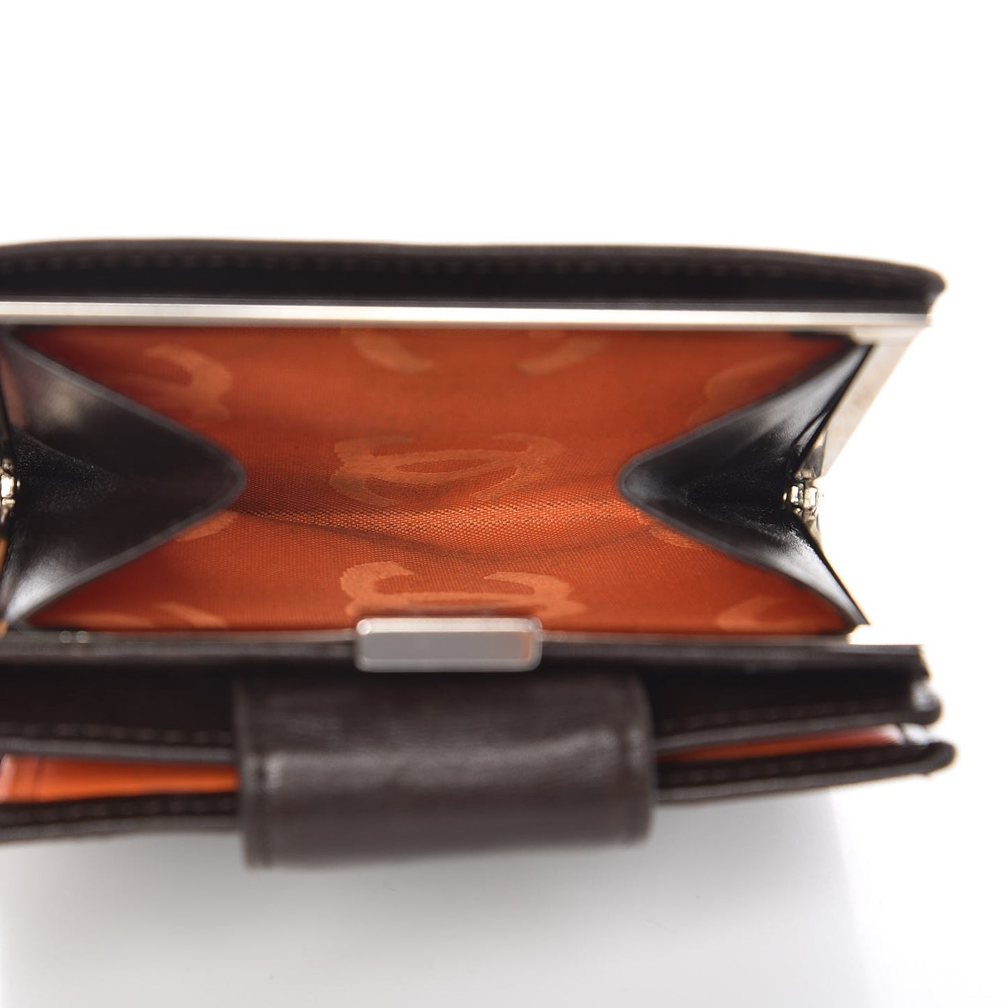 Calfskin Quilted Cambon Bi-fold Wallet Brown