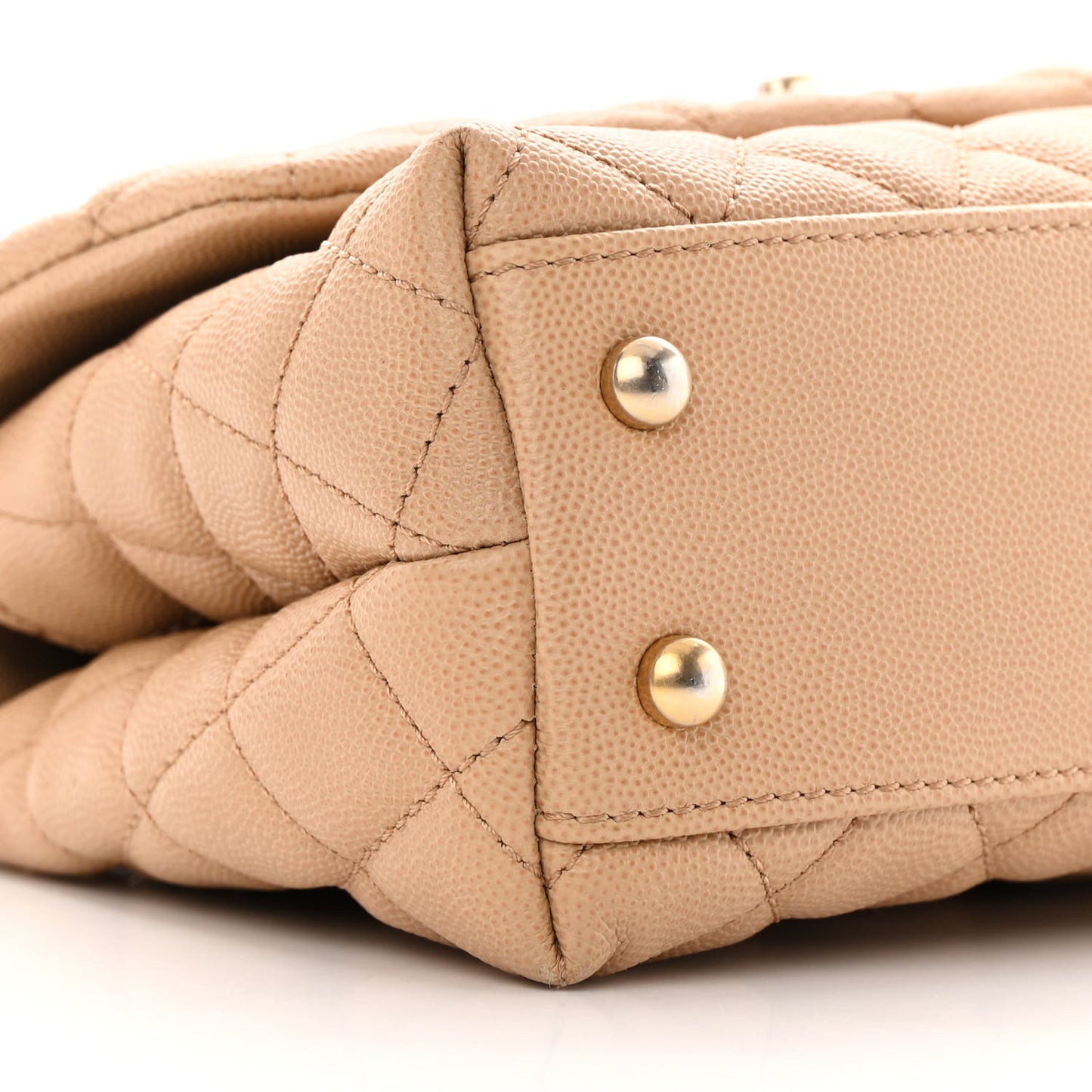 Caviar Lizard Embossed Quilted Mini Coco Handle Flap Beige