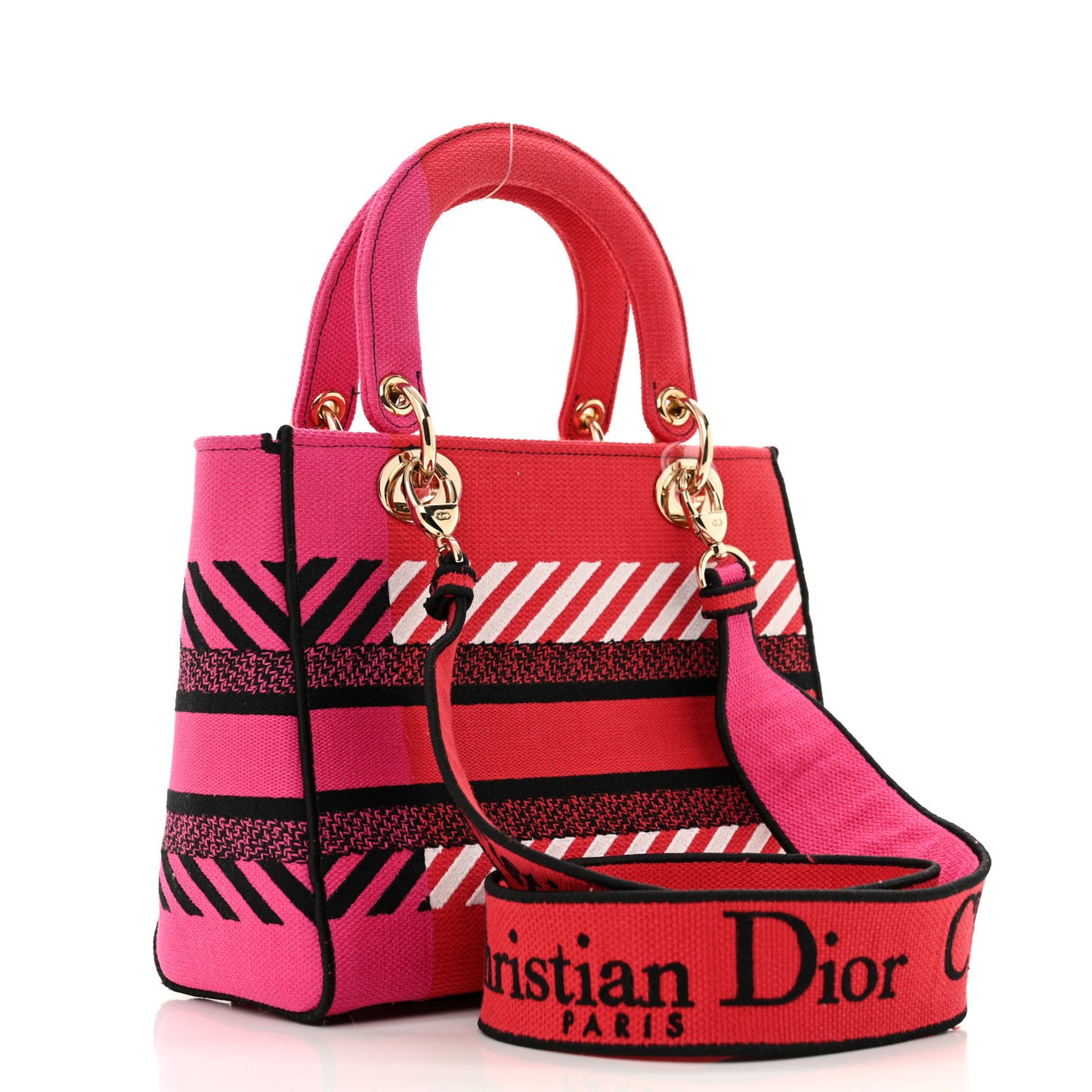 Canvas Embroidered Flower Pop Medium Lady D-Lite Red Pink
