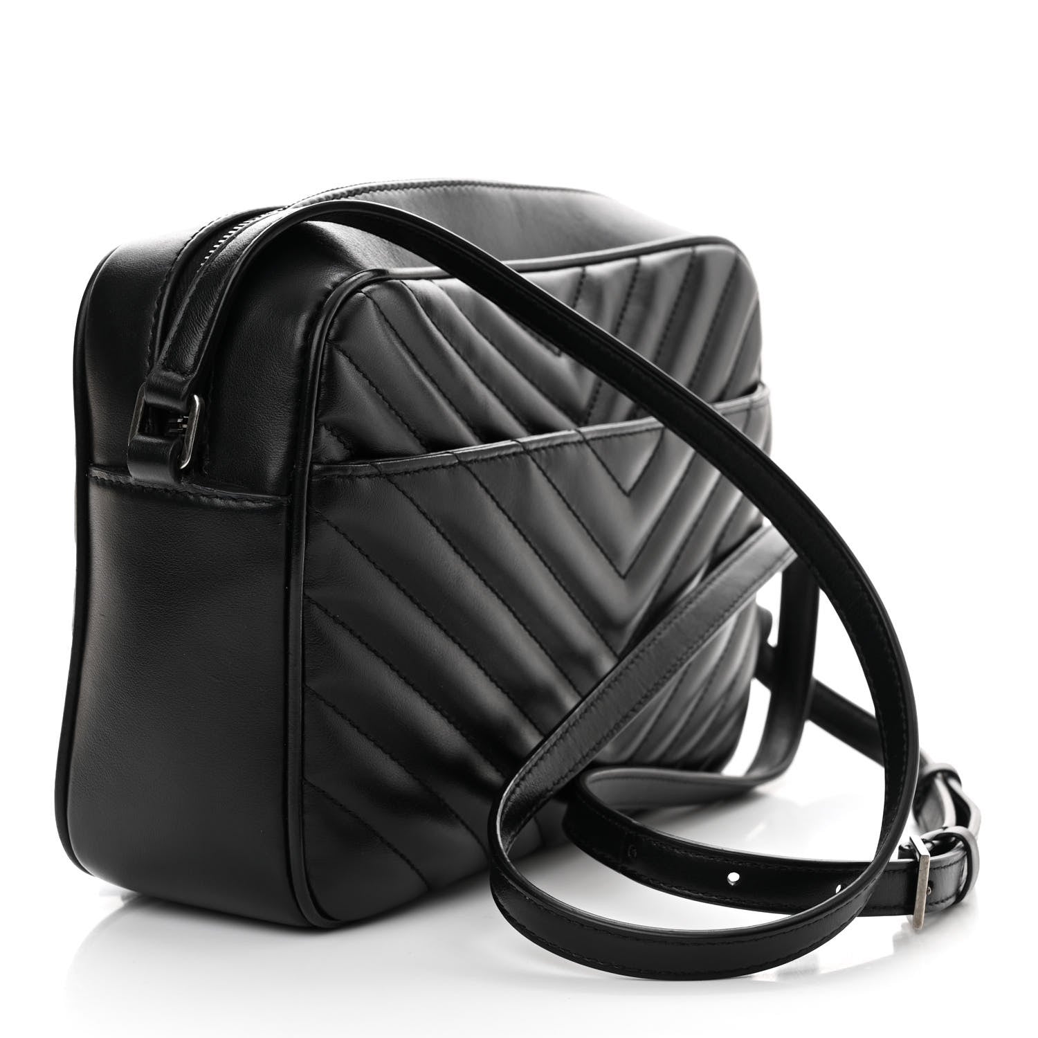 Saint Laurent Calfskin Matelasse Monogram Lou Camera Bag Black 3 of 12