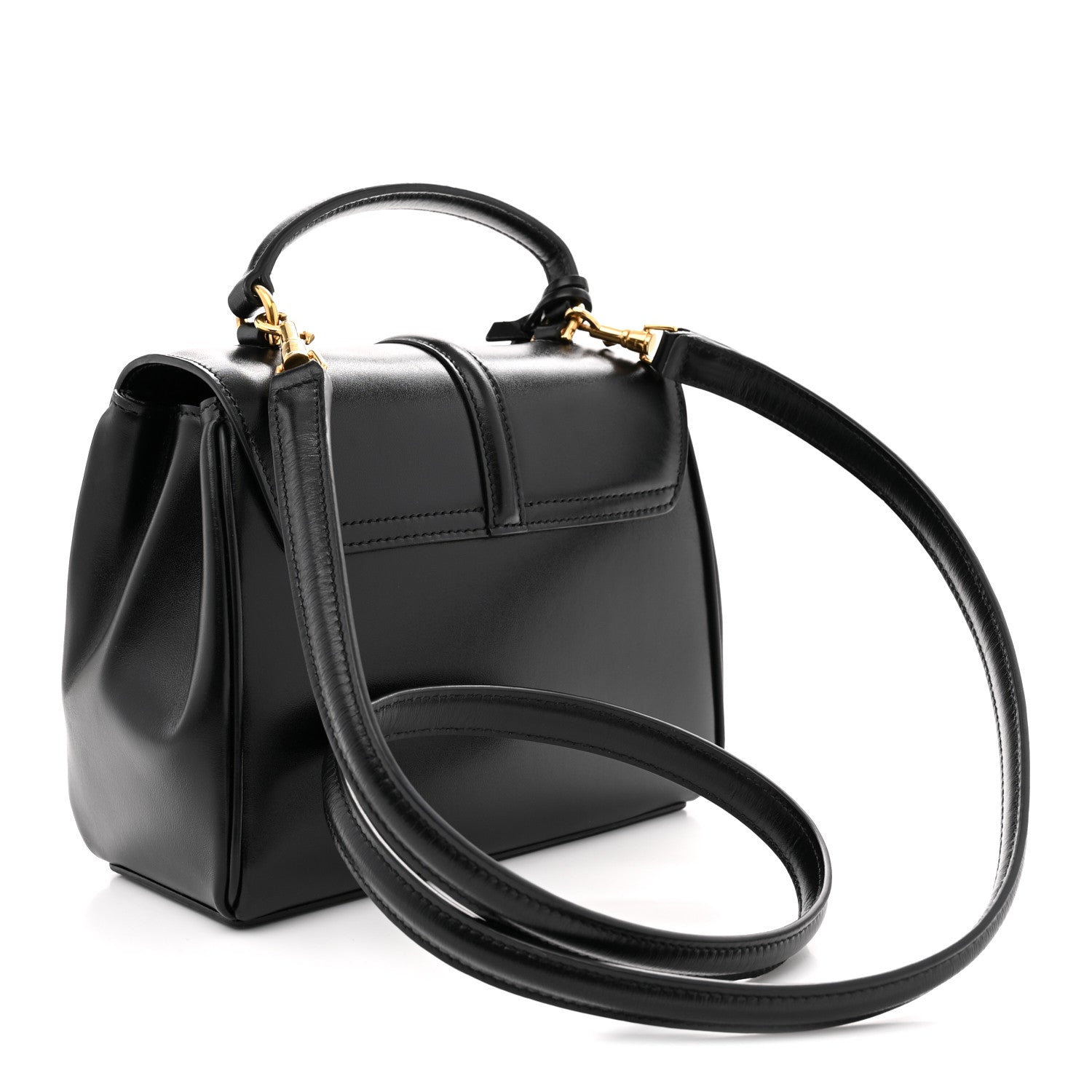 Celine Satinated Calfskin Small 16 Top Handle Bag Black 3 of 10