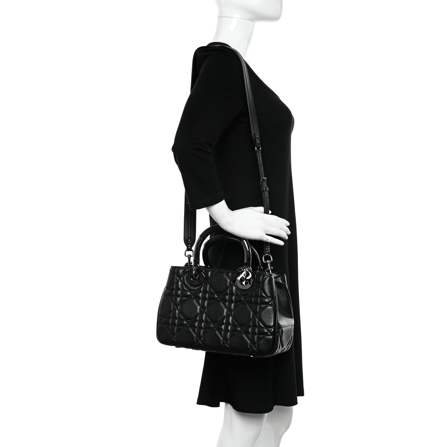 Christian Dior Calfskin Cannage Medium The Lady 95.22 Black 2 of 10