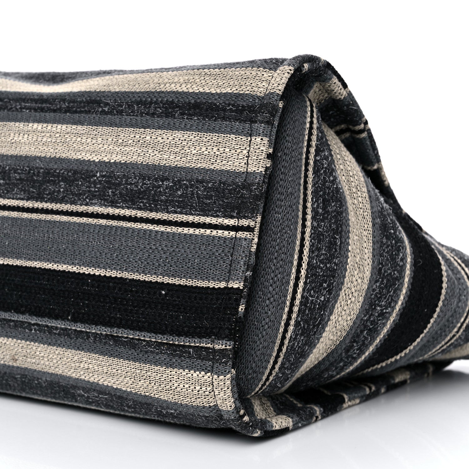 Chanel Striped Canvas Medium Deauville Tote Grey Black 10 of 14