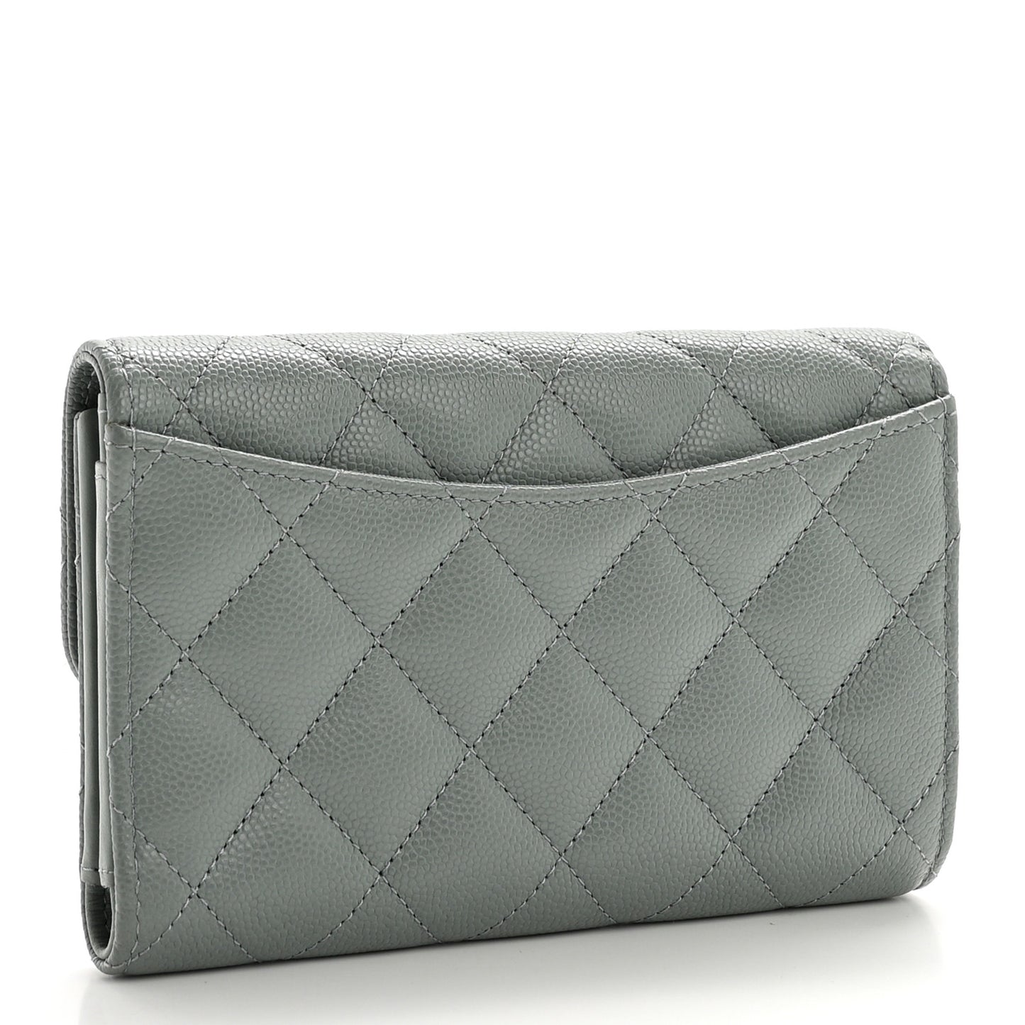Caviar Quilted Medium Flap Wallet Light Green