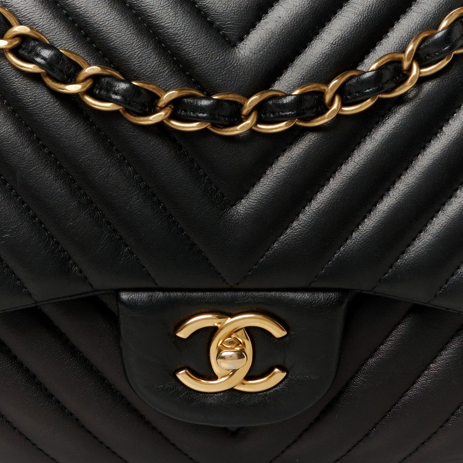 Chanel Lambskin Chevron Quilted Jumbo Double Flap Black 9 of 11