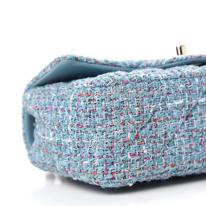 Chanel Tweed Quilted Mini Rectangular Flap Turquoise Purple White Red 6 of 10