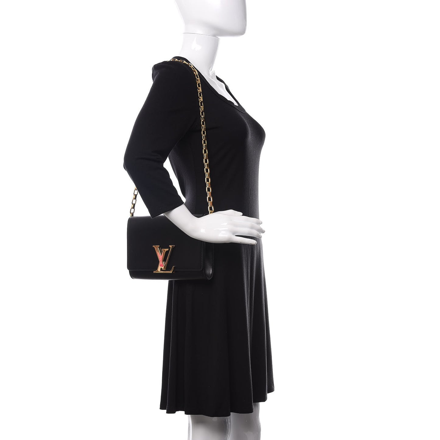 Calfskin Chain Louise MM Black