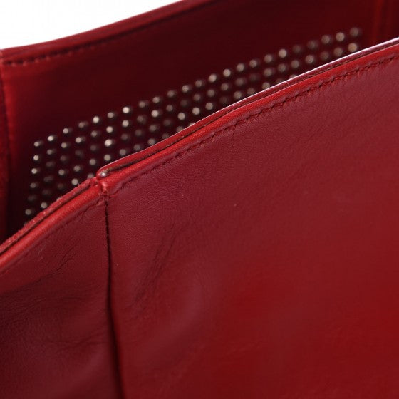 Calfskin Suede Stud Reversible Shopper Tote Red