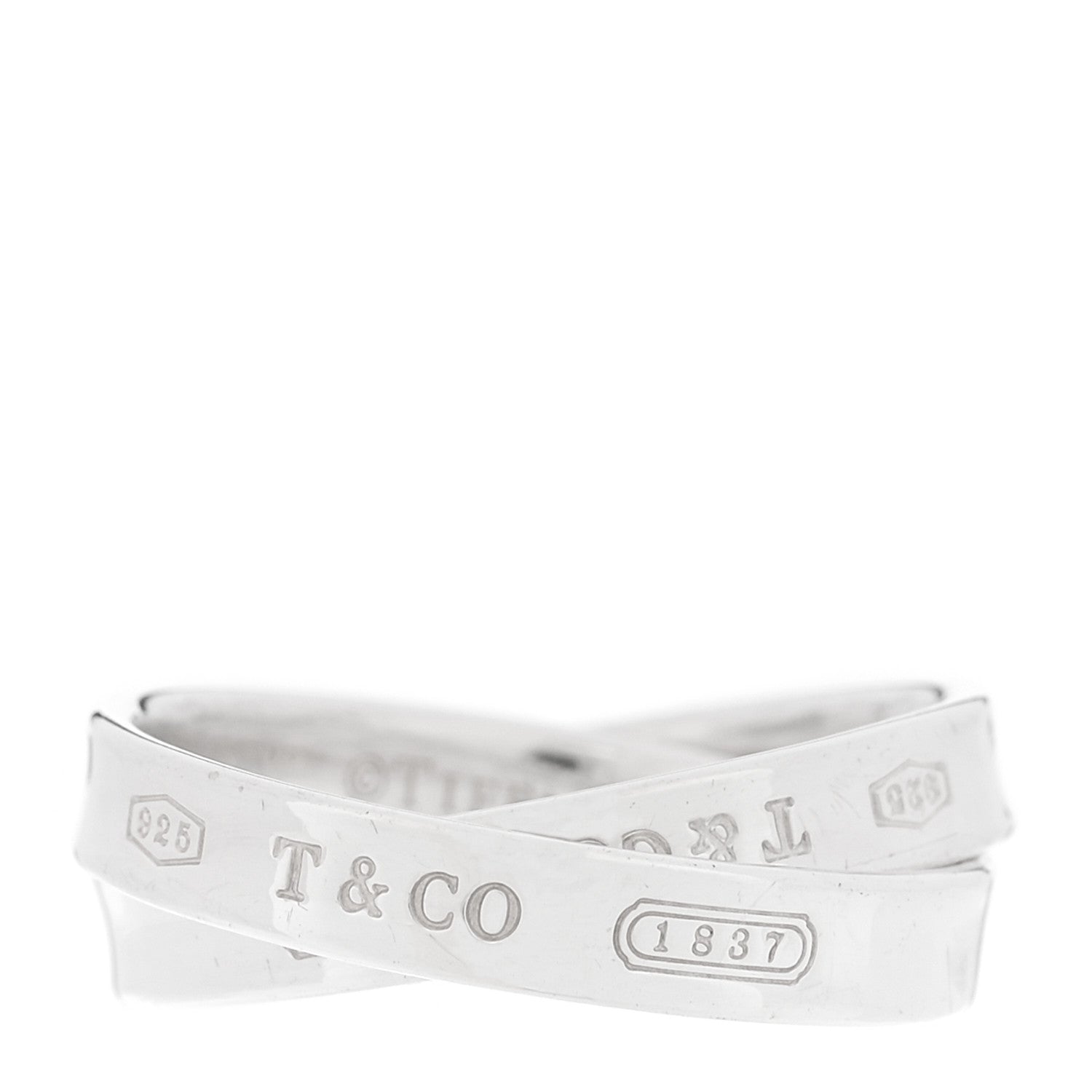 Tiffany Sterling Silver 1837 Interlocking Circles Ring 54 7 1 of 4