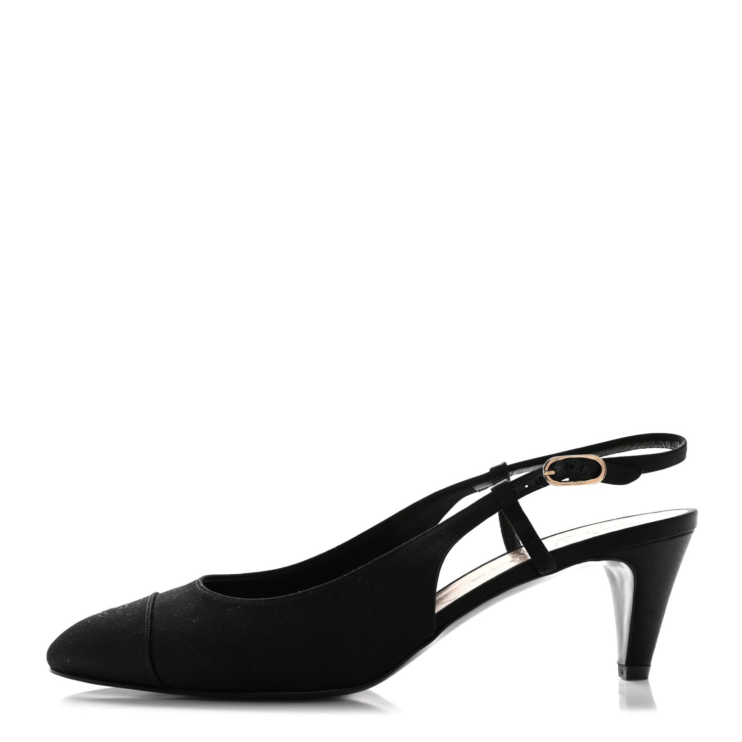 Chanel Satin Cap Toe CC Slingback Pumps 39.5 Black 1 of 9