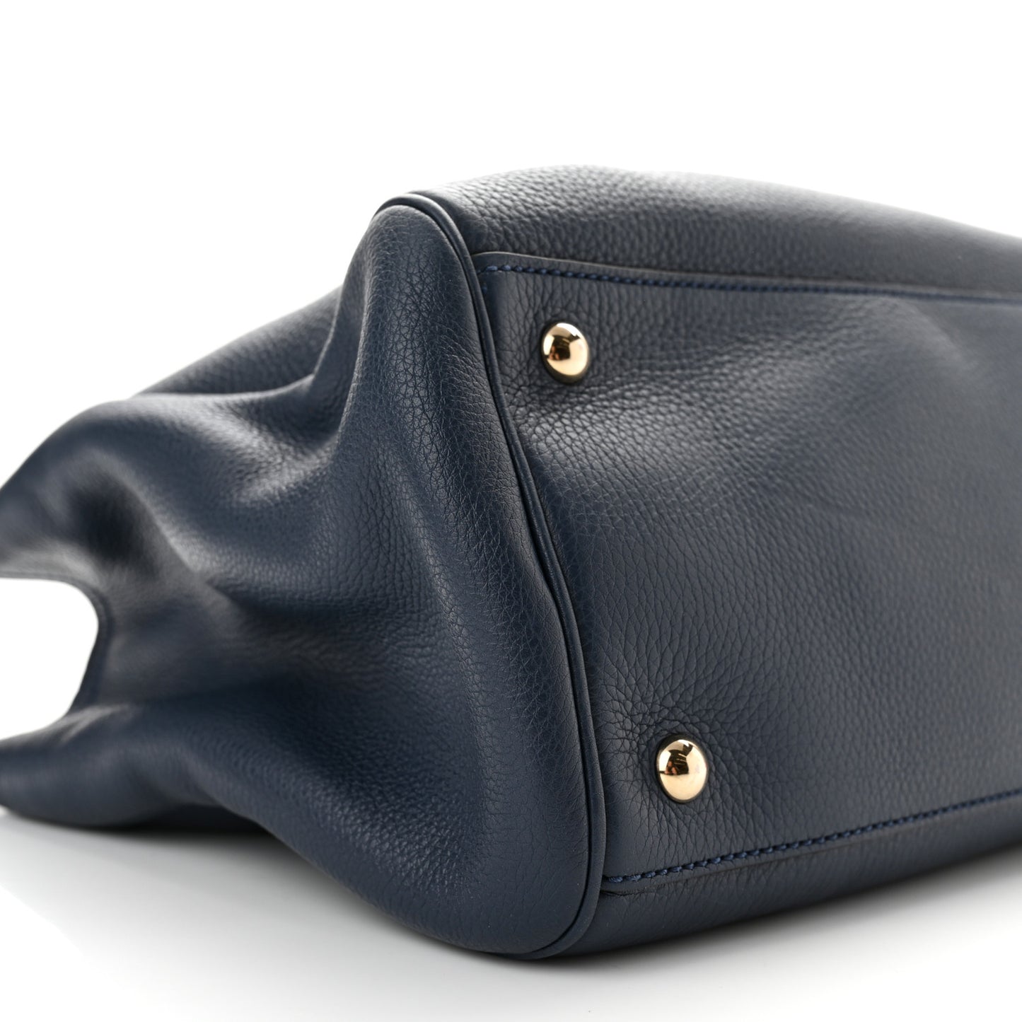 Pebbled Calfskin Medium Bamboo Shopper Tote Navy