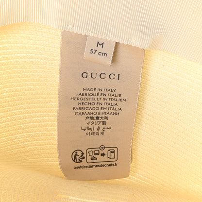 Gucci Raffia Bamboo GG Fedora Hat M White 8 of 9