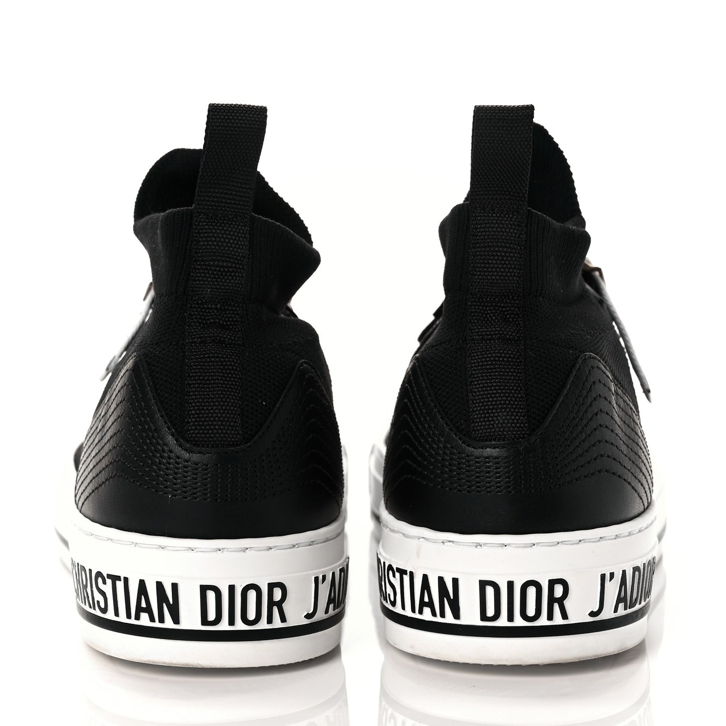 Technical Knit Calfskin Womens Walk'N'Dior High Top Sneakers 38.5 Black