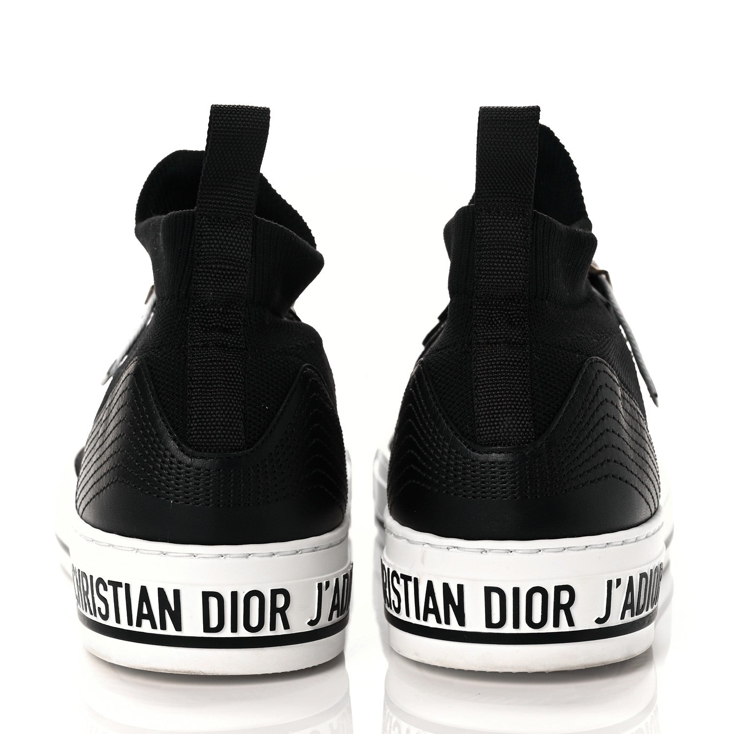 Christian Dior Technical Knit Calfskin Womens Walk'N'Dior High Top Sneakers 38.5 Black 5 of 8