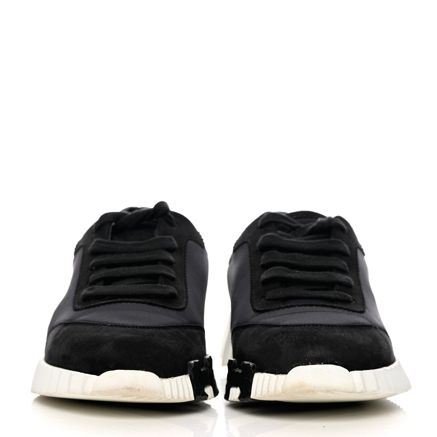 Hermes Technical Jersey Suede Goatskin Bouncing Sneakers 37 Black White 2 of 13