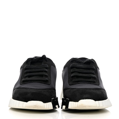 Hermes Technical Jersey Suede Goatskin Bouncing Sneakers 37 Black White 2 of 13