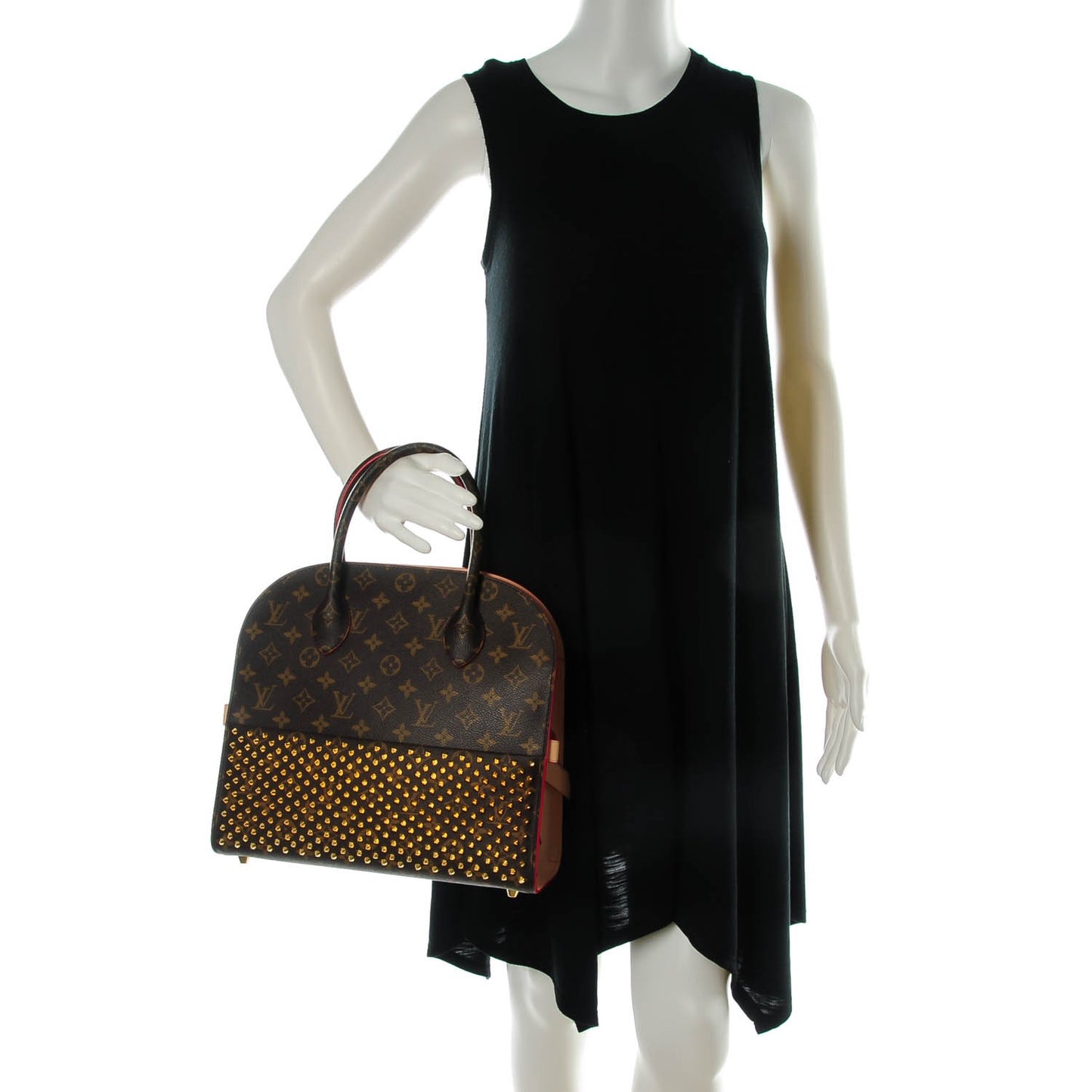 Monogram Calf Hair Spikes Iconoclasts Christian Louboutin Tote Red