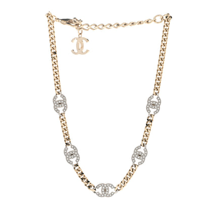 Chanel Crystal Chain CC Necklace Gold Silver 3 of 6