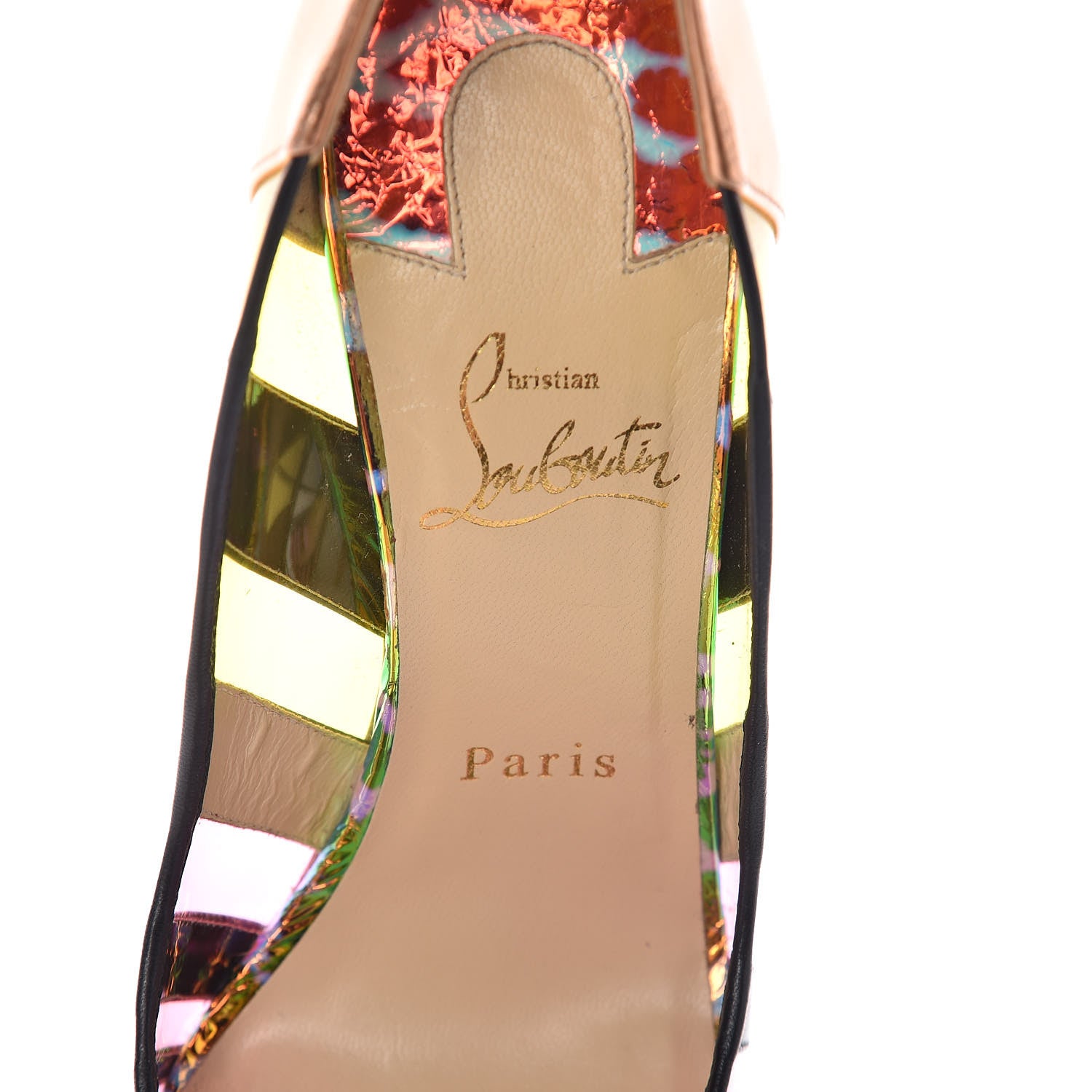 Christian Louboutin PVC Patent Metallic Calfskin Brandy 100 Pumps 38 Multicolor 9 of 14
