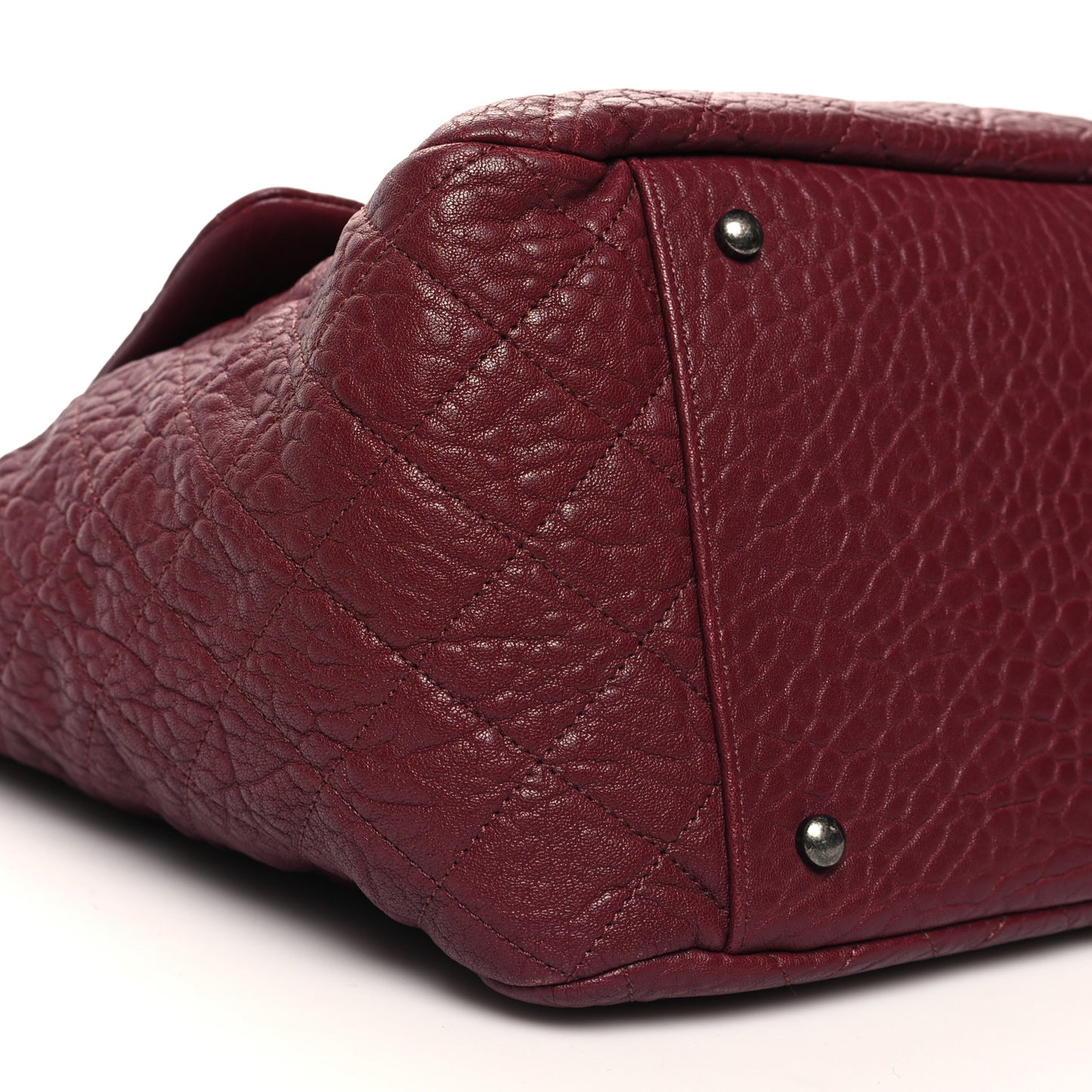 Crumpled Lambskin Quilted Large Tote Burgundy