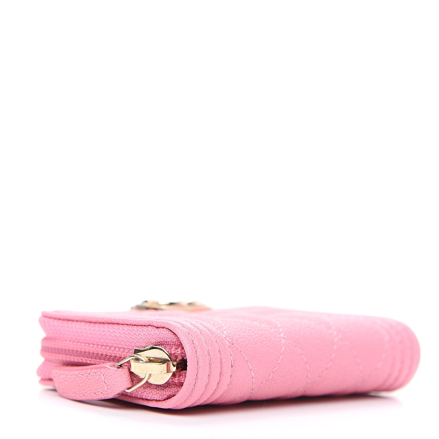 Chanel Caviar Quilted Boy Zip Around Coin Purse Wallet Dark Pink 3 of 7