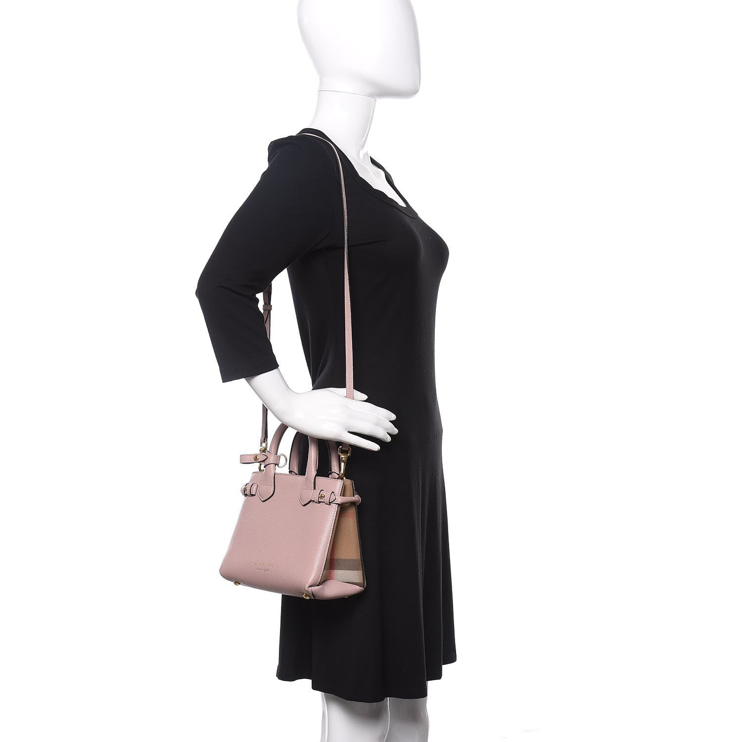Burberry Grainy Calfskin House Check Small Banner Tote Pale Orchid 2 of 13