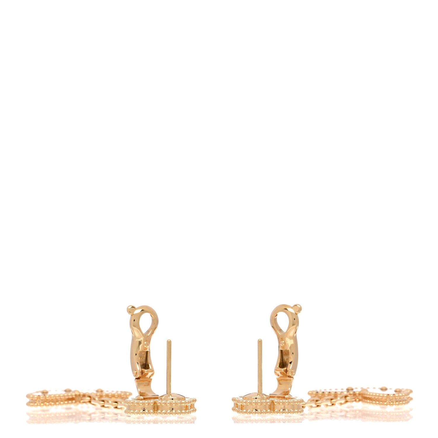 Van Cleef & Arpels VAN CLEEF & ARPELS 18K Yellow Gold Mother of Pearl Tiger's Eye Lucky Alhambra 2 Motifs Butterfly Earrings 3 of 4