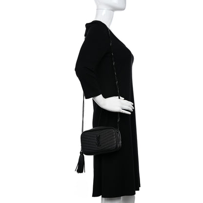 Saint Laurent Grain De Poudre Matelasse Monochrome Monogram Mini Lou Camera Bag Black 2 of 9
