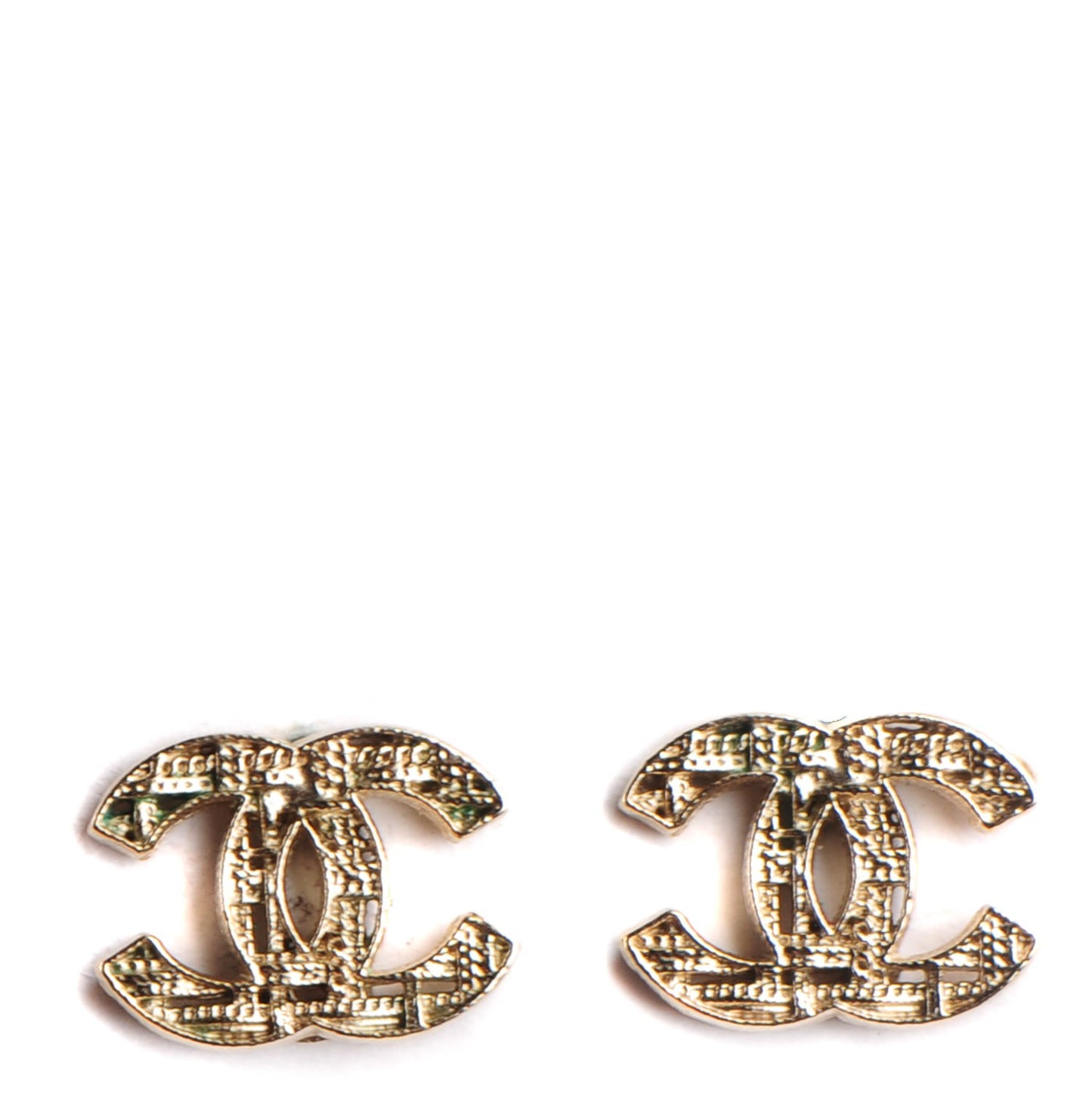 Tweed Effect CC Earrings Gold