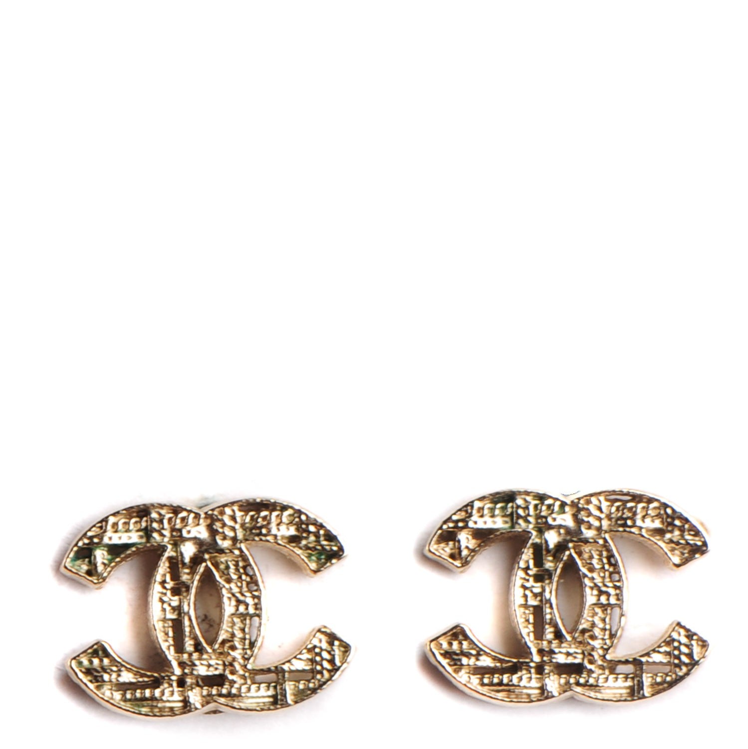 Chanel Tweed Effect CC Earrings Gold 1 of 5