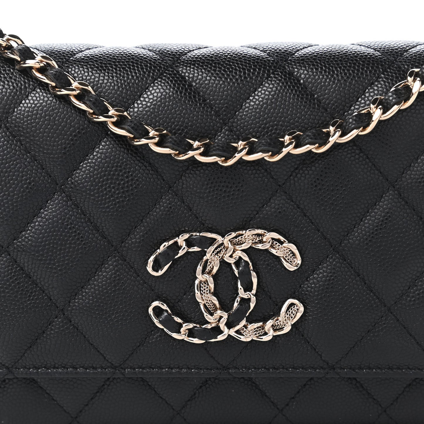 Caviar Quilted French New Wave Chain CC Wallet On Chain WOC Black