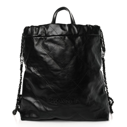 Chanel Shiny Calfskin Quilted Chanel 22 Backpack So Black 1 of 9
