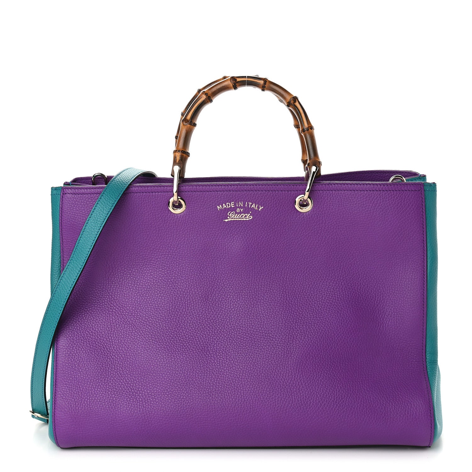 Gucci Pebbled Calfskin Large Bamboo Shopper Tote Violet Parma 1 of 9