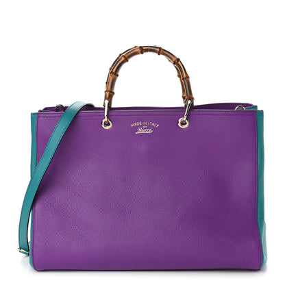 Gucci Pebbled Calfskin Large Bamboo Shopper Tote Violet Parma 1 of 9