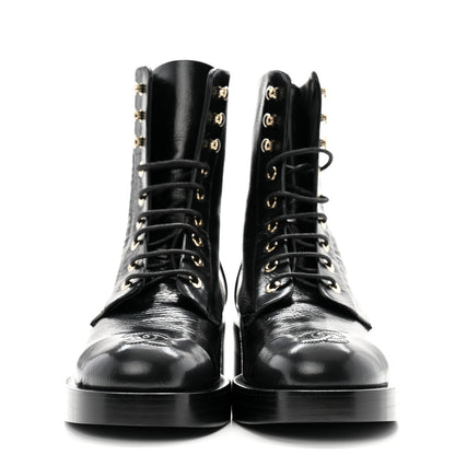 Chanel Shiny Goatskin Cap Toe Combat Boots 36.5 Black 2 of 10