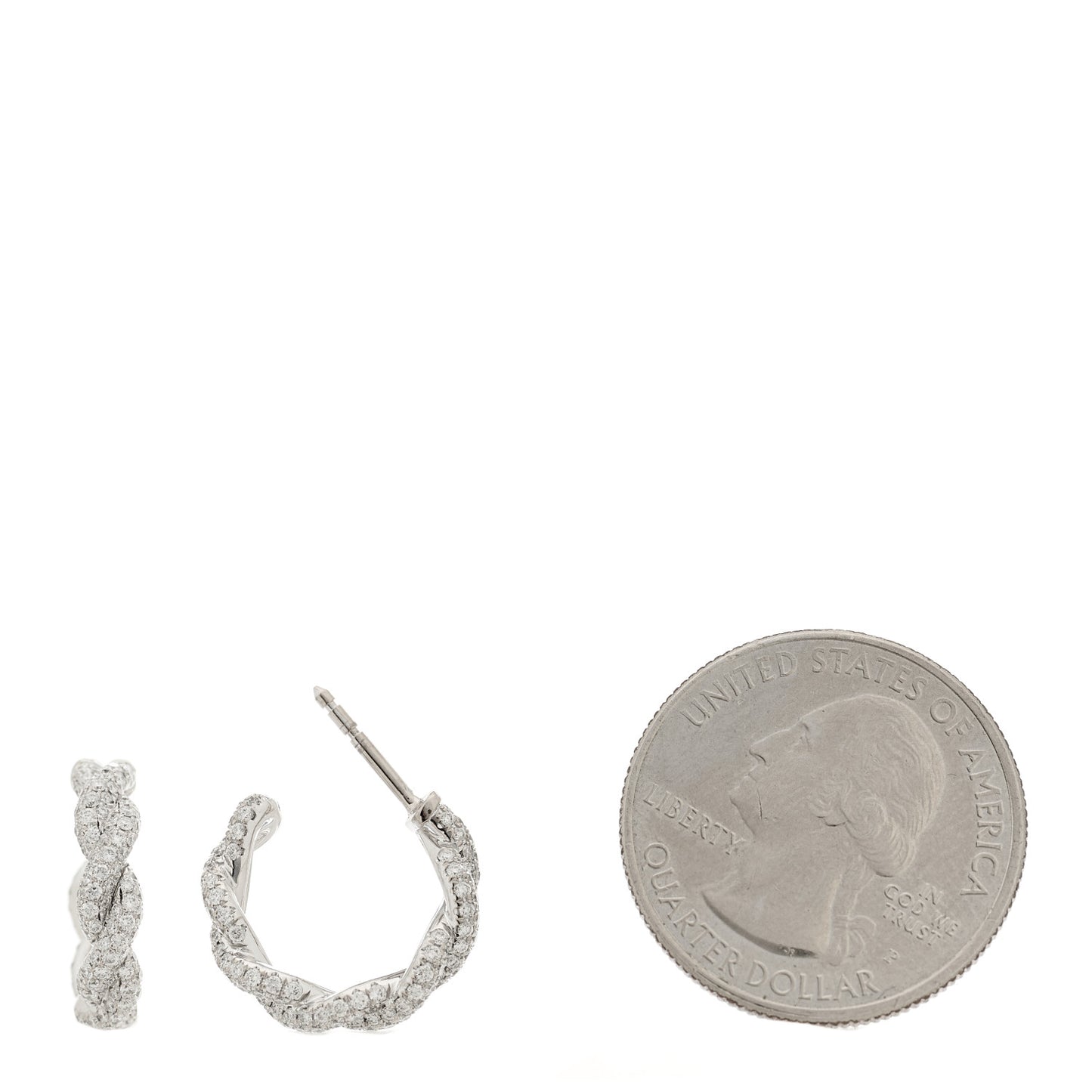 18K White Gold Diamond 16mm Wisteria Hoop Earrings