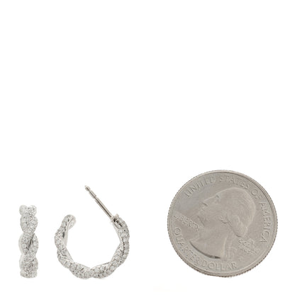 David Yurman 18K White Gold Diamond 16mm Wisteria Hoop Earrings 2 of 4