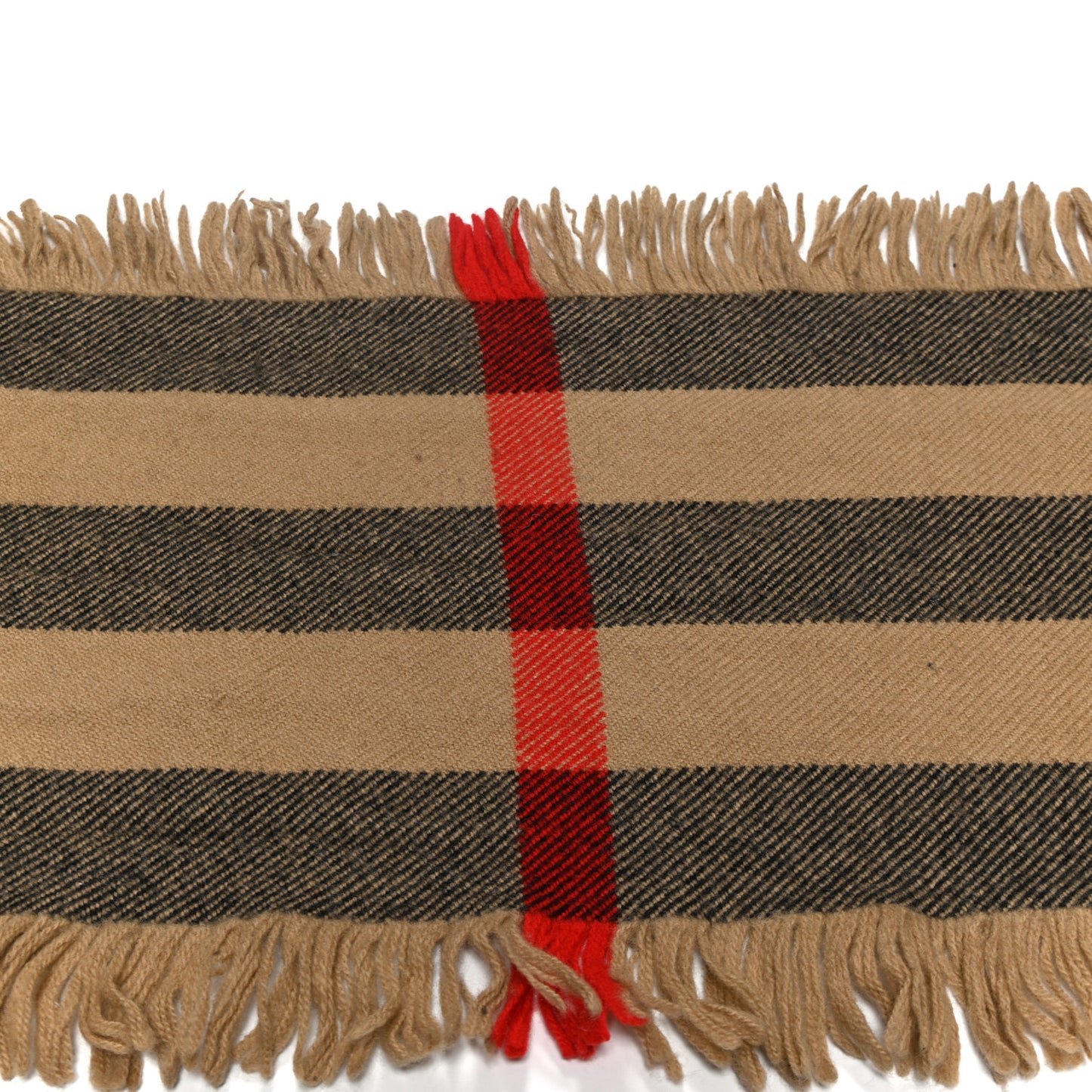 Wool Check Happy Fringe Scarf Beige