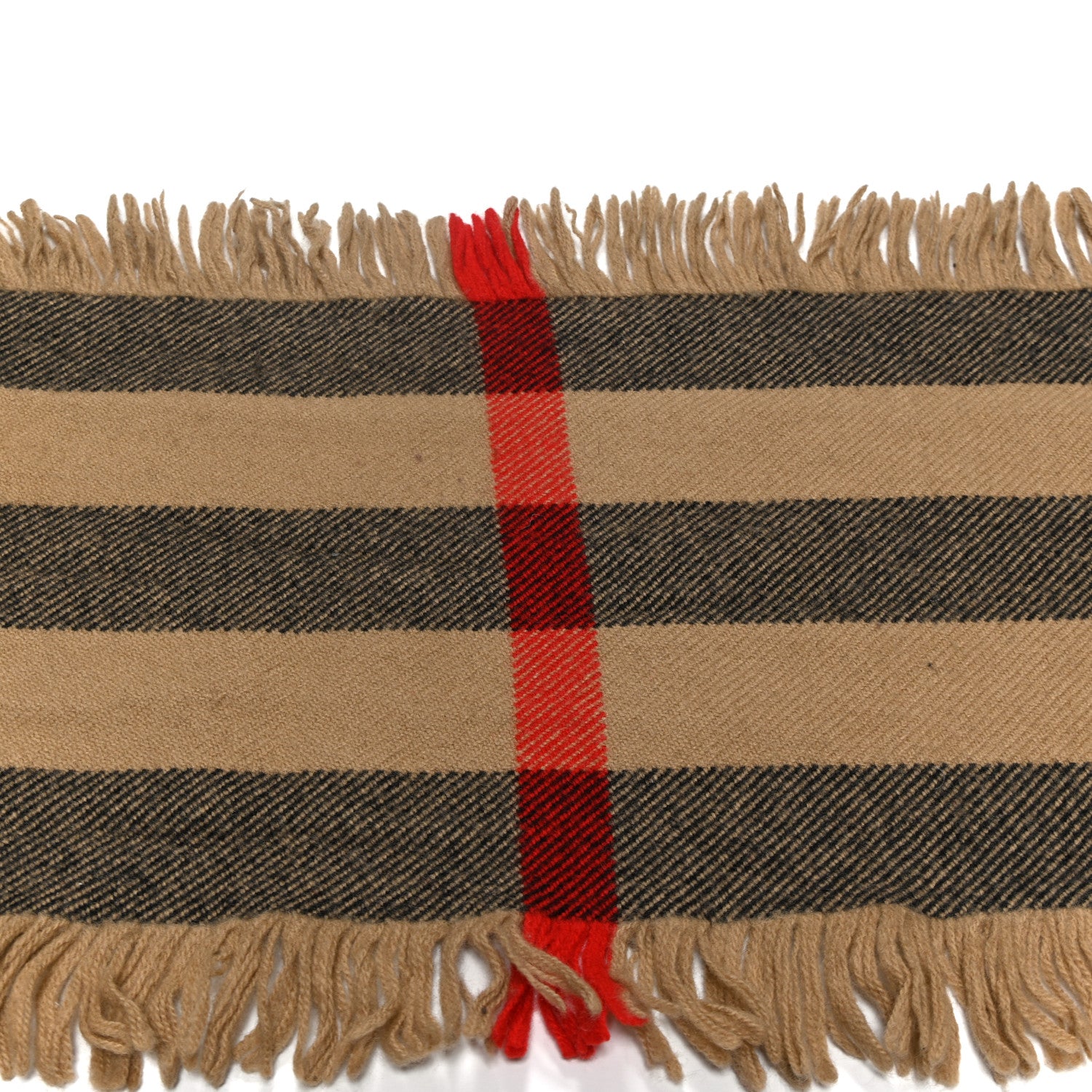 Burberry Wool Check Happy Fringe Scarf Beige 6 of 7
