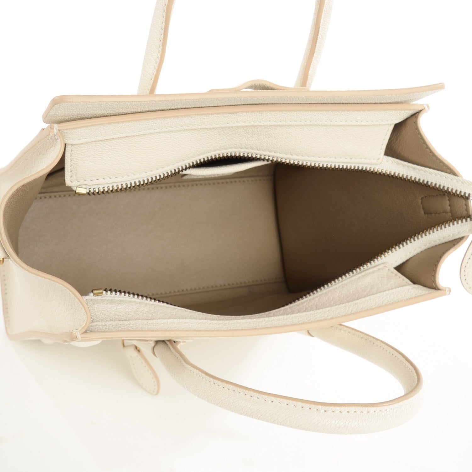 Celine Drummed Calfskin Nano Luggage White 5 of 9