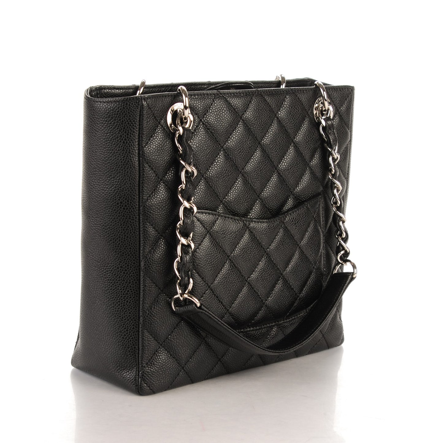 Caviar Quilted Petit Shopping Tote PST Black